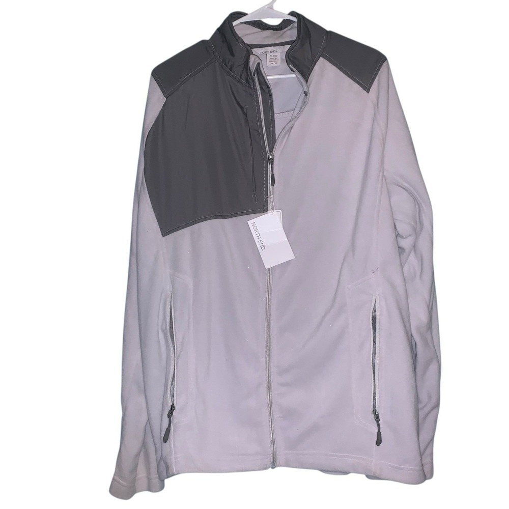 NWT MEN'S NORTH END GOLF JACKET SILVER/GRAPHITE XL FLEECE FULL ZIP, POCKETS